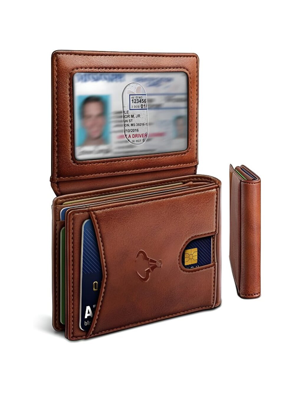 Men Wallet, Slim Leather Wallet Front Pocket Card Holder Gift For Men